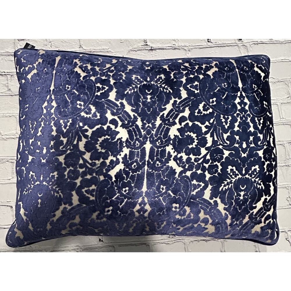 Rodeo Home Nixon Traditional Damask Cut Velvet/BlueThrow Pillow 18x24